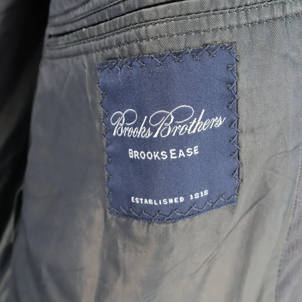 Brooks Brothers Brooks Ease Blazer Mens Gray Two Button Sport Coat‎ Size 41L